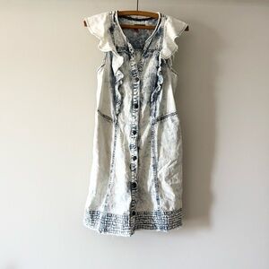 Anthropologie Pilcro Button Front blue acid wash Mini Dress XS